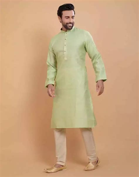 Pista Green Simple Self Made Festive Design Kurta Set – South India ...