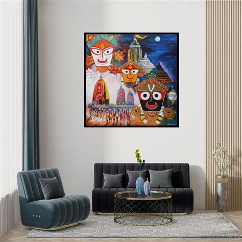 "Jagannth Rath Yatra": Yellow Acrylic Painting by Arjun Das – ArtZolo.com