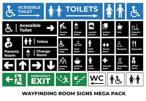 Wayfinding room signs mega pack vector | Premium Vector