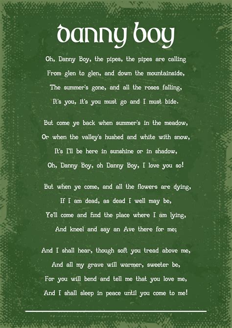 Danny Boy Traditional Irish Song Art Print - Etsy