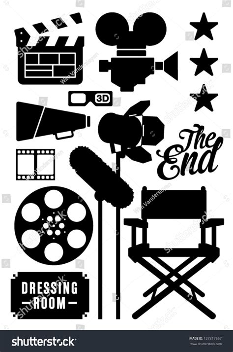 Movie Film Icons Symbols Stock Vector (Royalty Free) 127317557 ...
