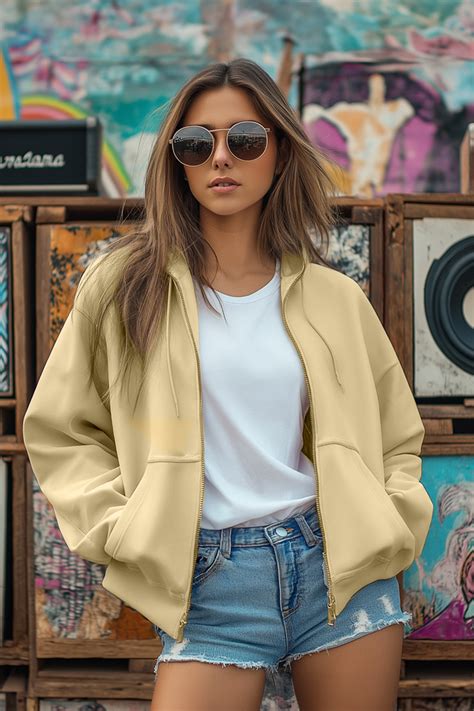 Plain Hooded Regular Fit Beige Zipper Jacket – Juneberry