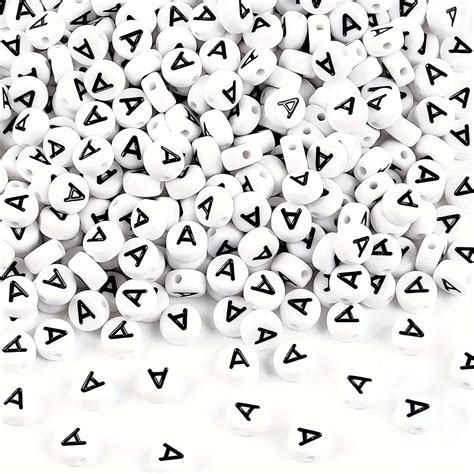 INDIKONB Alphabet Round Letter Beads - Pack of 200 White Beads with ...