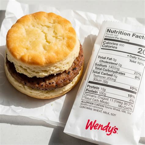 Wendy’s Sausage Biscuit, Nutrition Facts & Allergen Info Wendy's Honey ...