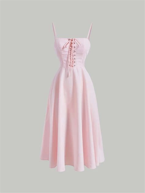 SHEIN MOD Lace Up Front Cami Dress | SHEIN USA