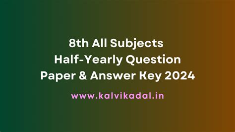 8th Std Half - Yearly Exam Question Paper & Answer Key 2025