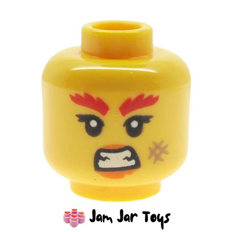 LEGO Wildfyre Head, Red Eyebrows, Scar, Angry Teeth. HF72