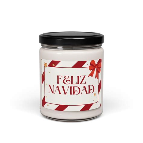 Feliz Navidad Striped Merry Christmas Soy Candle in Spanish - Etsy