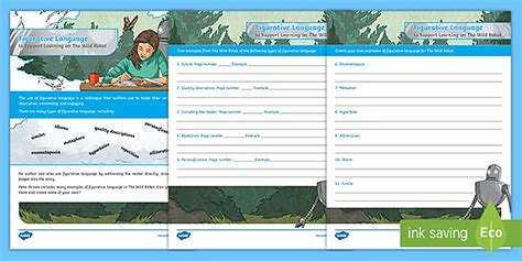 Figurative Language Worksheet to Support Learning on The Wild Robot