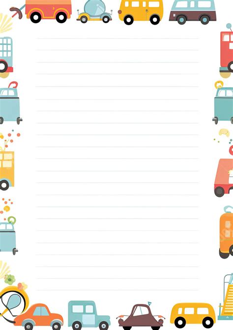 Lots Of Vehicles Page Border And Printable Background in Word - Slidesdocs