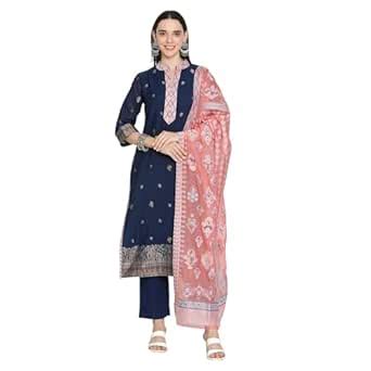 Buy SHINGORA Navy Blue Ethnic Motifs Woven Design Mandarin Collar ...