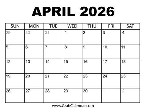 April 2026 Calendar With Holidays Printable - Free Printable Calendar ...