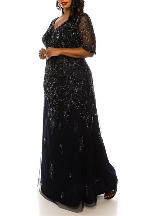 MIDNIGHT Adrianna Papell AP1E206462 Long Plus Size Dress - Formal ...