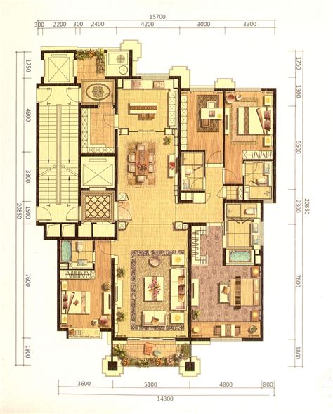 200平米平层四室户型图,240平大平层装修图,200平最完美户型图_大山谷图库