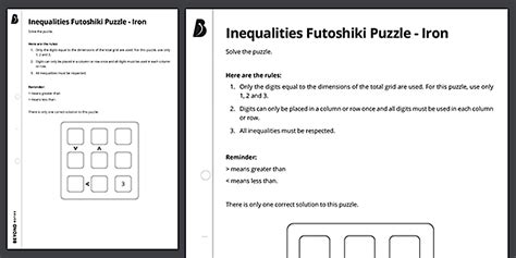 👉 Futoshiki Puzzle Iron: Inequalities | KS3 Maths