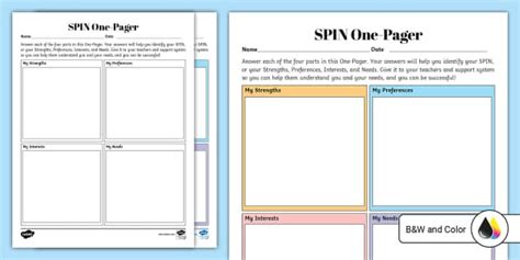 SPIN One-Pager Notes Template