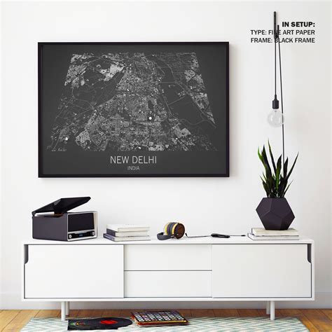 Cartina New Delhi India vista satellitare sezione: Buy Premium Framed ...