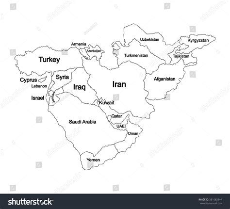 Blank Outline Map Middle East