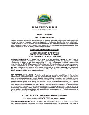 Fillable Online Umzimvubu Local Municipality with its mission to ...