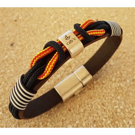 PULSERA NÁUTICO SAIL, pulsera con cuero, cabo náutico navy, cabo España ...