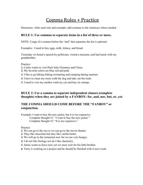 Image result for Comma Rules Practice Texting