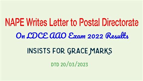 NAPE Postal Union Writes Letter to Postal Directorate regarding LDCE ...