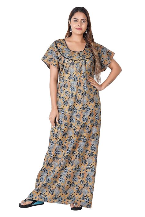 Buy ANGLINA Women's Plus Size Printed Cotton Nighty, Maxi, Gown ...