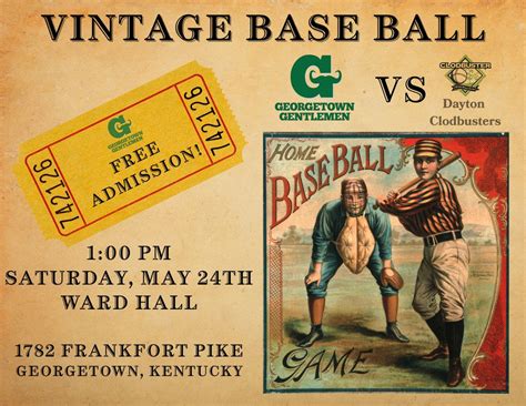 Vintage Base Ball - Georgetown Gentlemen vs. Dayton Clodbusters, Ward ...