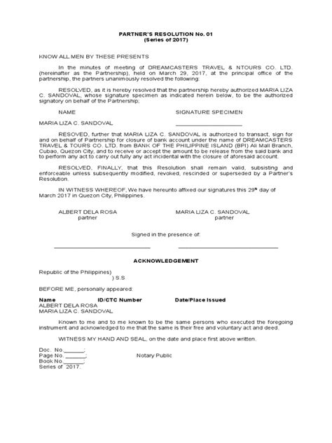 Partnership Resolution Sample 的图像结果