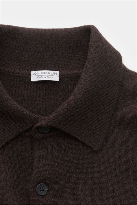VON BRAUN cashmere knit polo dark brown | BRAUN Hamburg