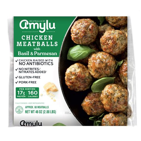 Basil & Parmesan Chicken Meatballs, Club Pack - Amylu Foods