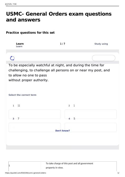 USMC- General Orders exam questions and answers - USMC - Stuvia US