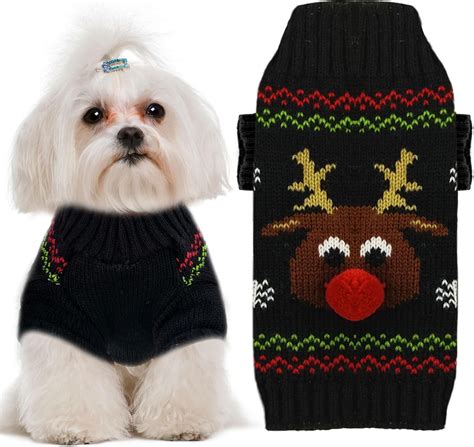 KUTKUT Dog Christmas Sweater Soft Warm Fall Winter Turtleneck Knitted