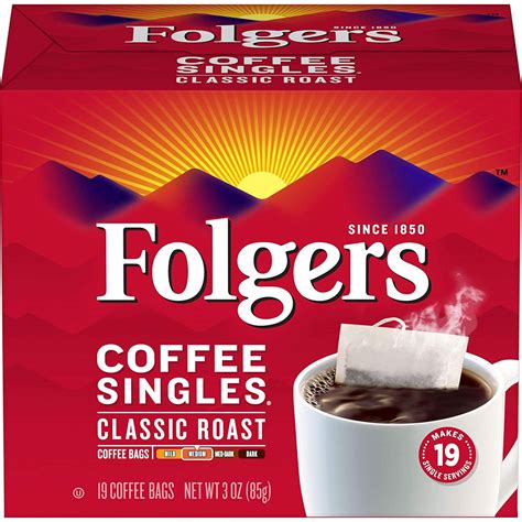 Folgers Coffee Singles Classic Roast Medium Roast Coffee, 19 Single ...
