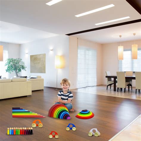 Buy 12 PC Rainbow Stacker Combo | 12 Piece Wooden Stacking Toy + 11 PC ...
