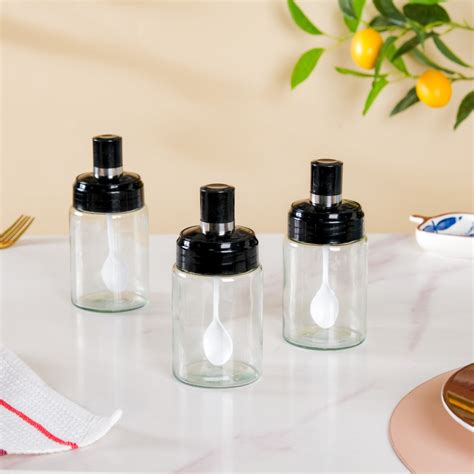 Spice Jar With Spoon Set Of 3
