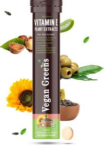 Vegan Greens Plant Based Vitamin E for Hair Growth & Skin Glow 25 ...