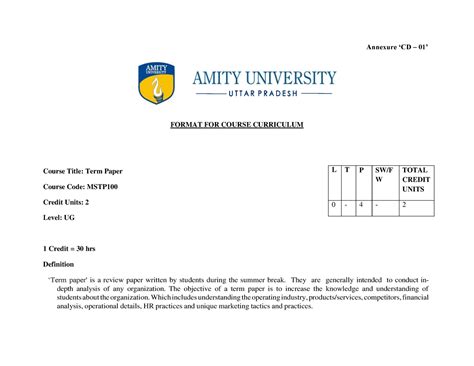 Course Marial 59e89Term Paper - MSTP100 Guidelines - Annexure ‘CD – 01 ...