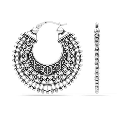 LeCalla - Buy 925 Sterling Silver Double Sided Filigree-Cut Hoops ...