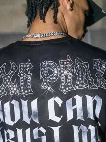 AXEPEAK Men's Letter Print Rhinestone Embellished Round Neck Tank Top ...