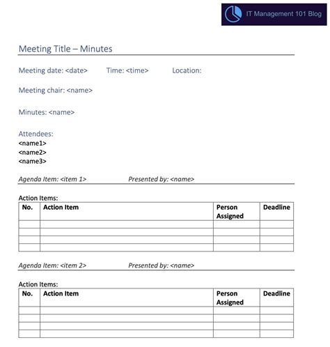 Meeting Minutes Template Word Free Download