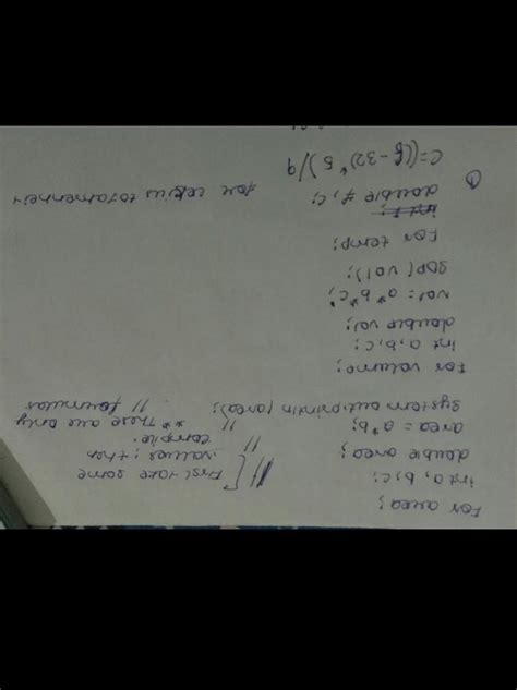 program using Assignment statement. Example: calculation of Area/Volume ...