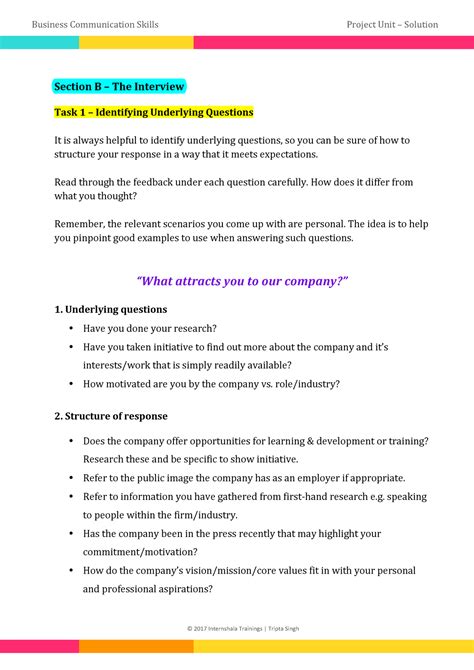 Section B Project Solution Final - Section B – The Interview Task 1 ...