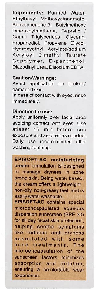 Episoft Ac Moisturising Cream 75 Gm - Uses, Side Effects, Dosage, Price ...