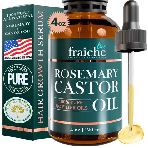 Amazon.com: Rosemary Castor Oil for Hair Growth (4oz) - Live Fraiche Hexane Free Cold Pressed ...