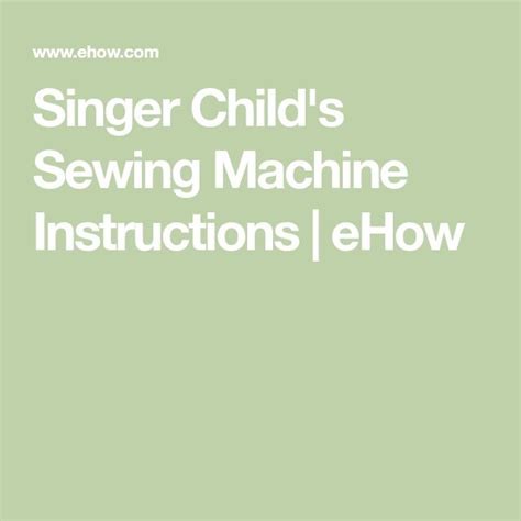 Image result for Singer Child Sewing Machine Instructions