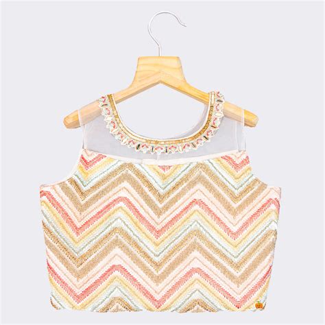 Buy Cream Zig Zag Pattern Lehenga Choli for Girls – Mumkins