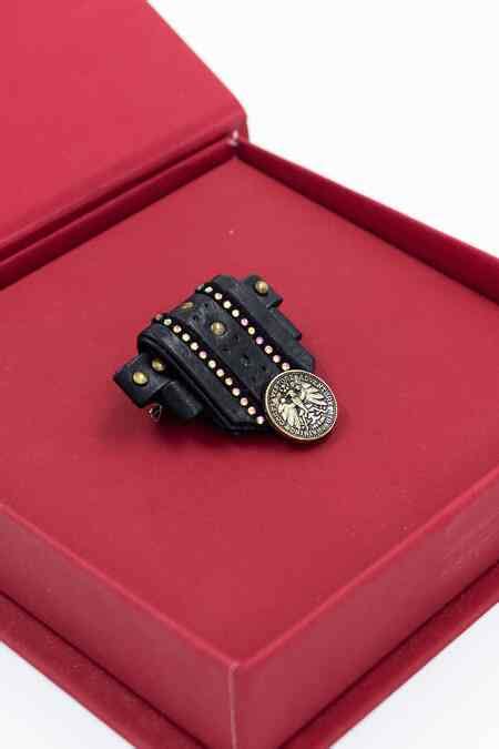 Buy Black Studs Metallic Coin Embellished Brooch For Men by S&N By ...