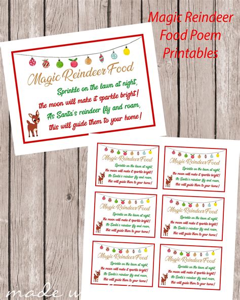 Free Printable Reindeer Food Poem - Educational Printable Activities