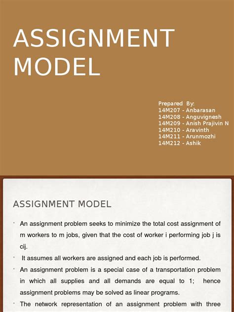 Image result for Assignment Model in Decision Science Example